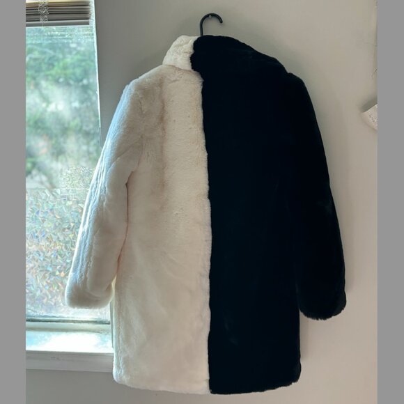 Apparis Serena Faux Fur Coat in Black and White - Picture 3 of 8